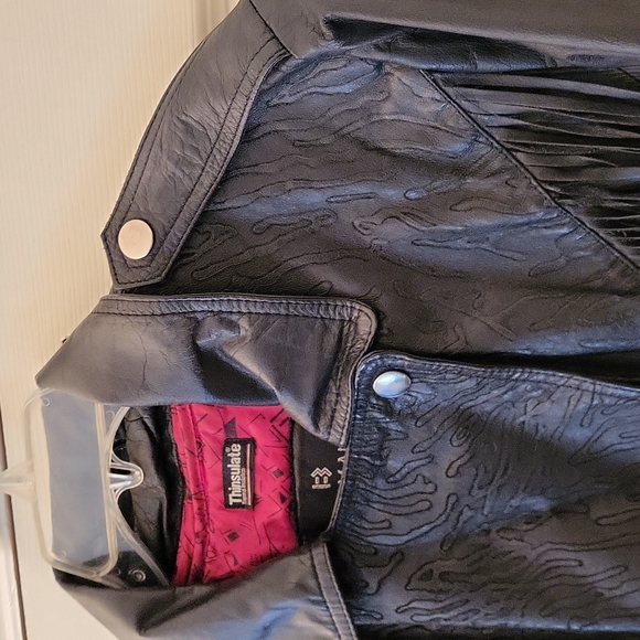 BERMANS 100% COWGIRL LEATHER JACKET.  THINSULATED ZIP VEST REMOVAL - Picture 5 of 14
